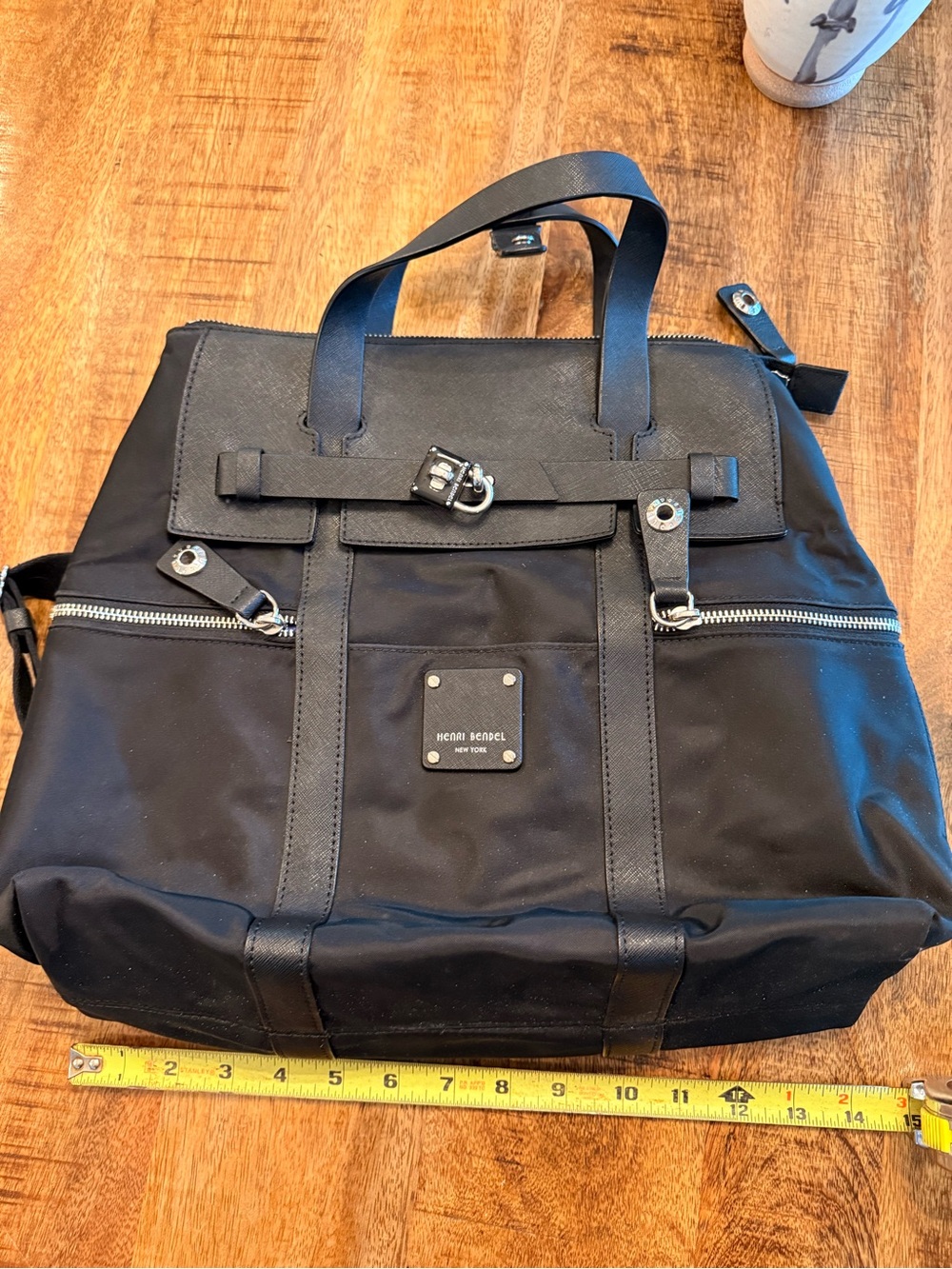 henri bendel Black Nylon Backpack Tote with Silver Hardware- perfect condition - Picture 7 of 10